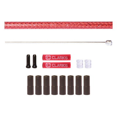 Clarks S-Steel Road/MTB Gear Cable Kit 2pcs Red Braided