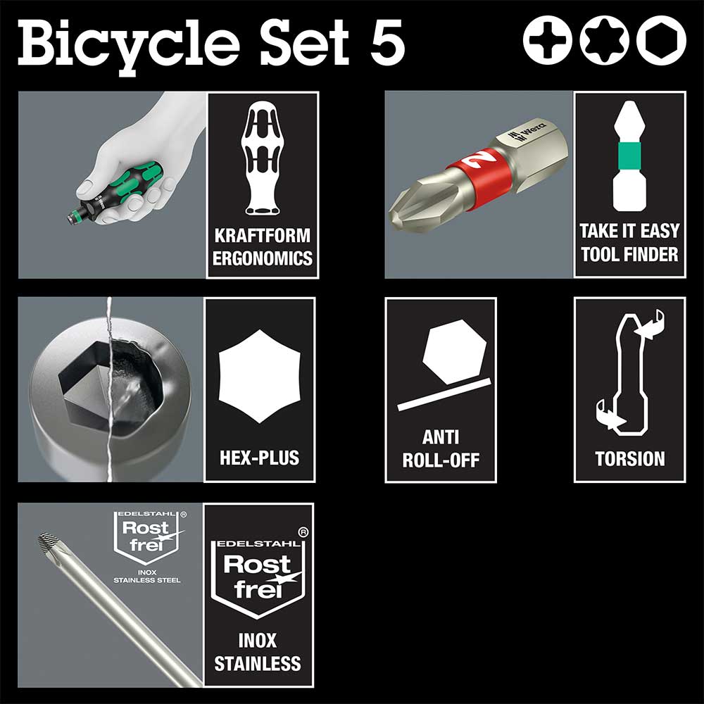 Bicycle Set 5 Kraftform Kompakt Stubby Screwdriver 7pcs