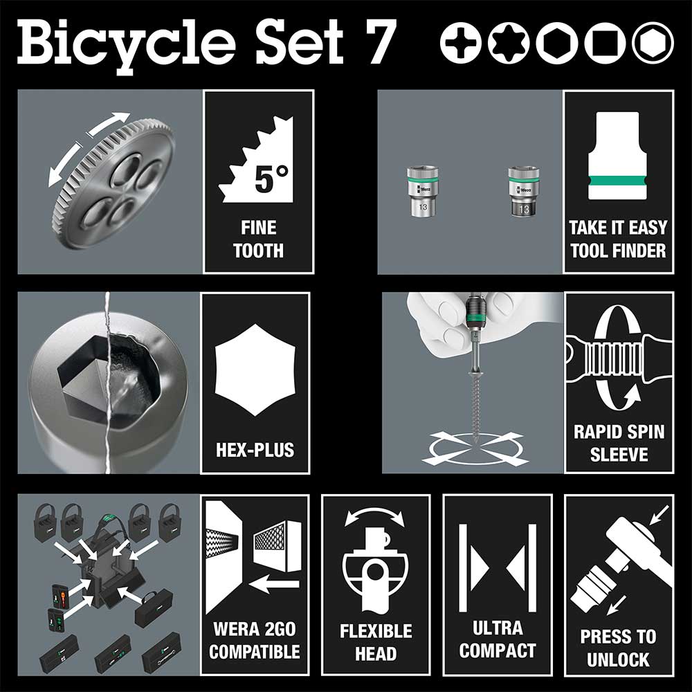 Bicycle Set 7 Zyklop 3/8" Ratchet and Socket Set 27pcs