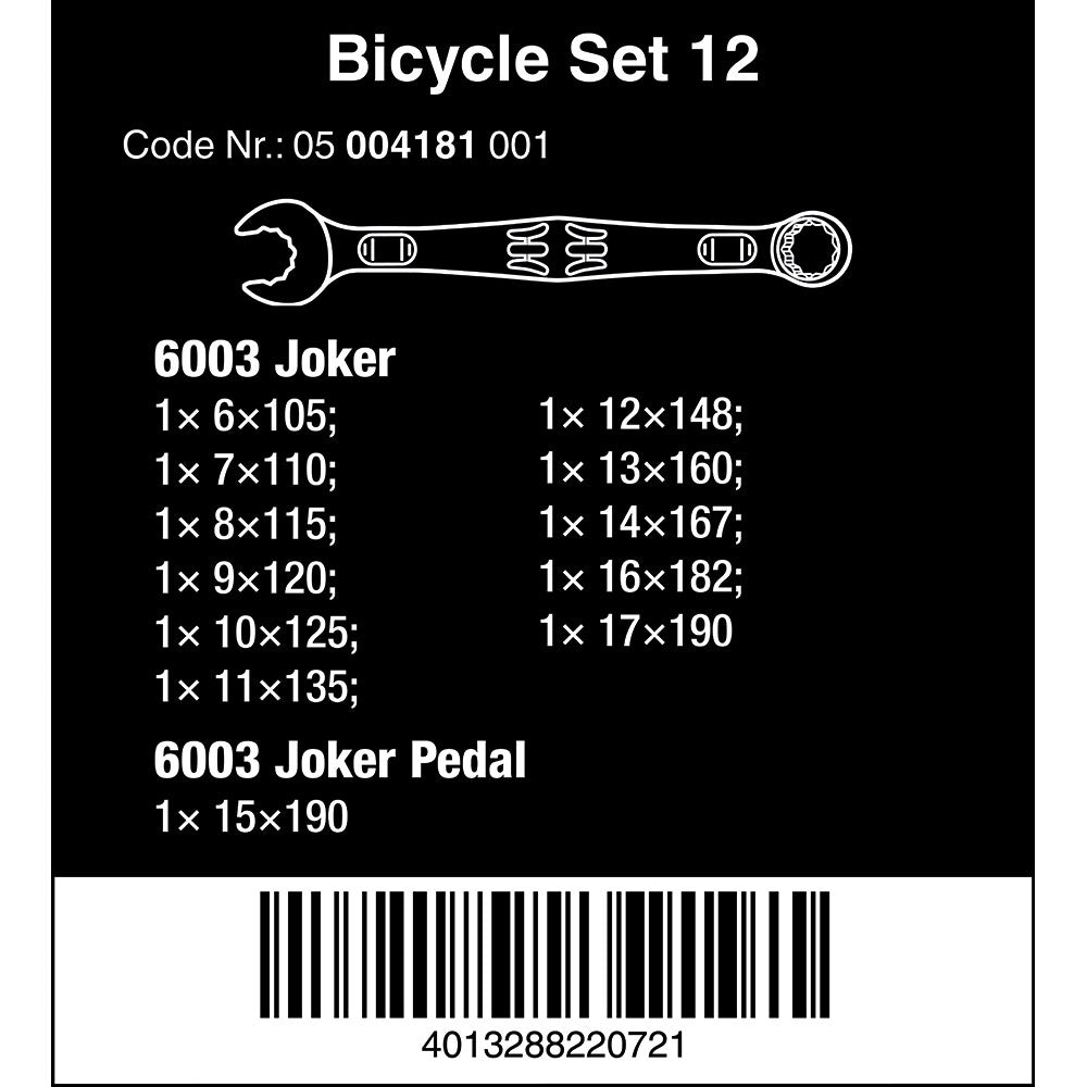 Bicycle Set 12 Joker Wrench Spanner Set 12pcs