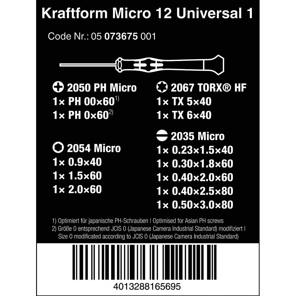Kraftform Micro 12 Universal 1 Screwdriver Set