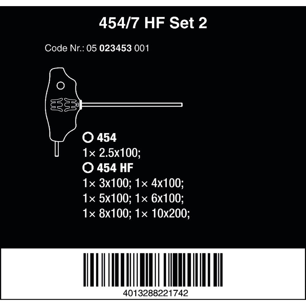 454/7 HF Set 2 T-Handle Hex Screwdriver With Metal Rack