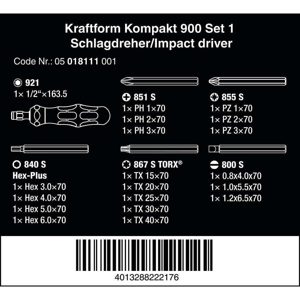Screwdriver 900 Set 1 19pc