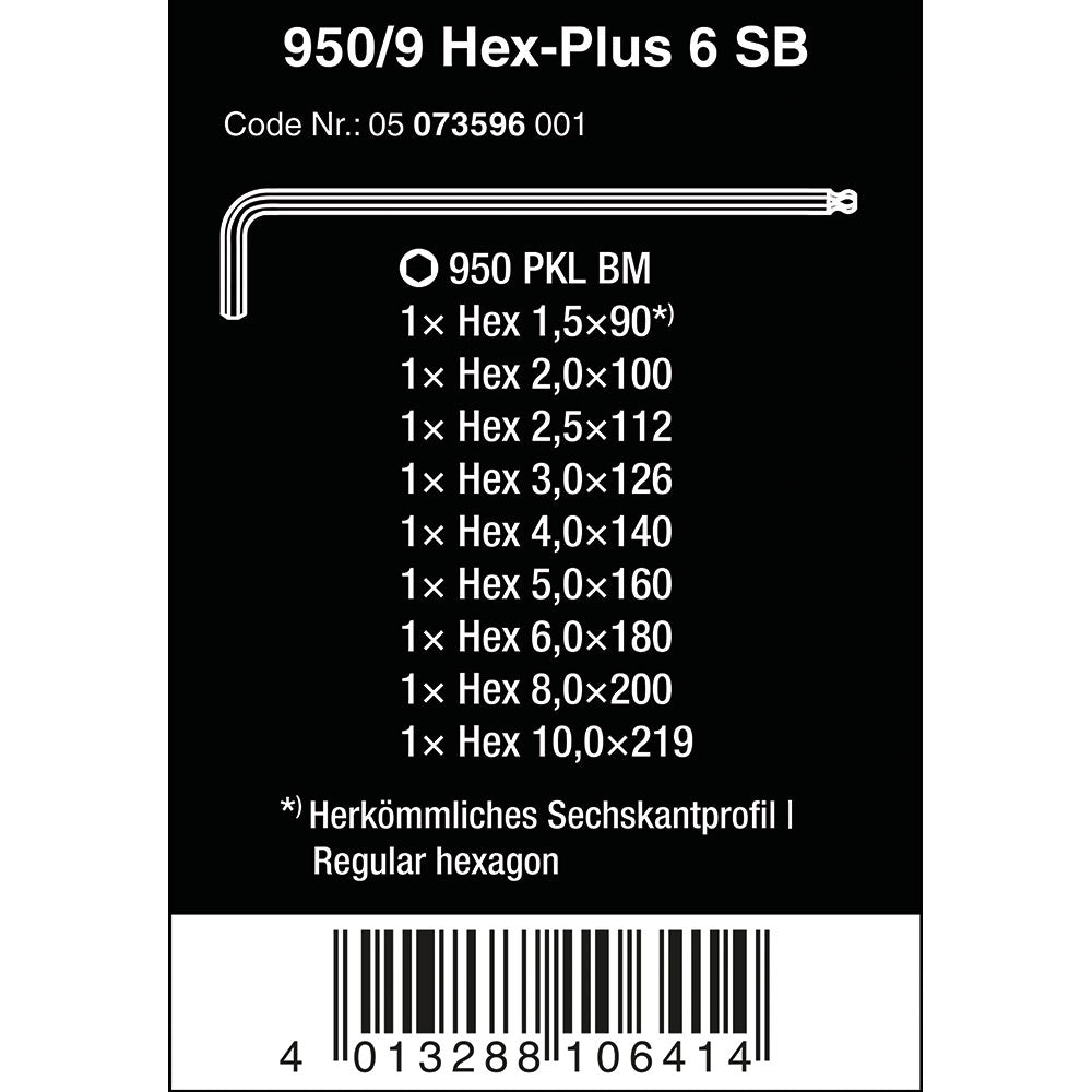 950/9 Hex-Plus 6 SB L-key Set BlackLaser