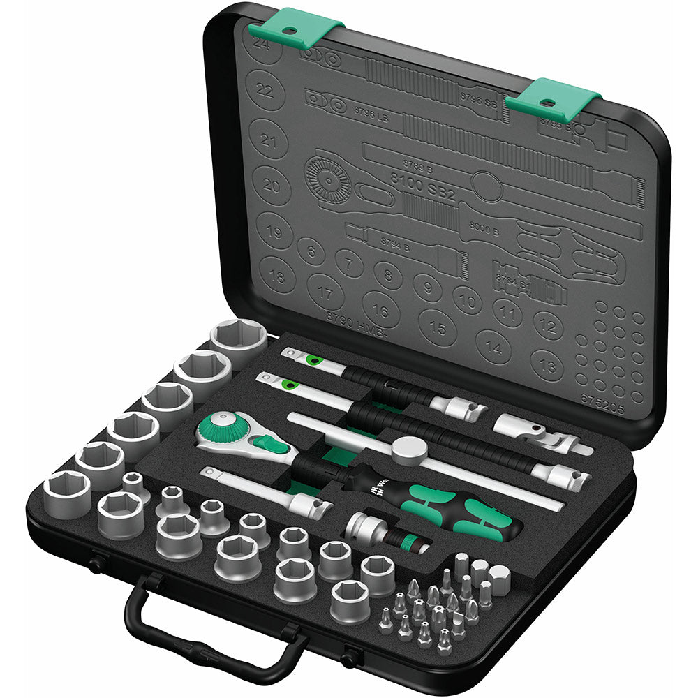 8100 SB 2 Zyklop Speed Ratchet Set 3/8 Drive Metric