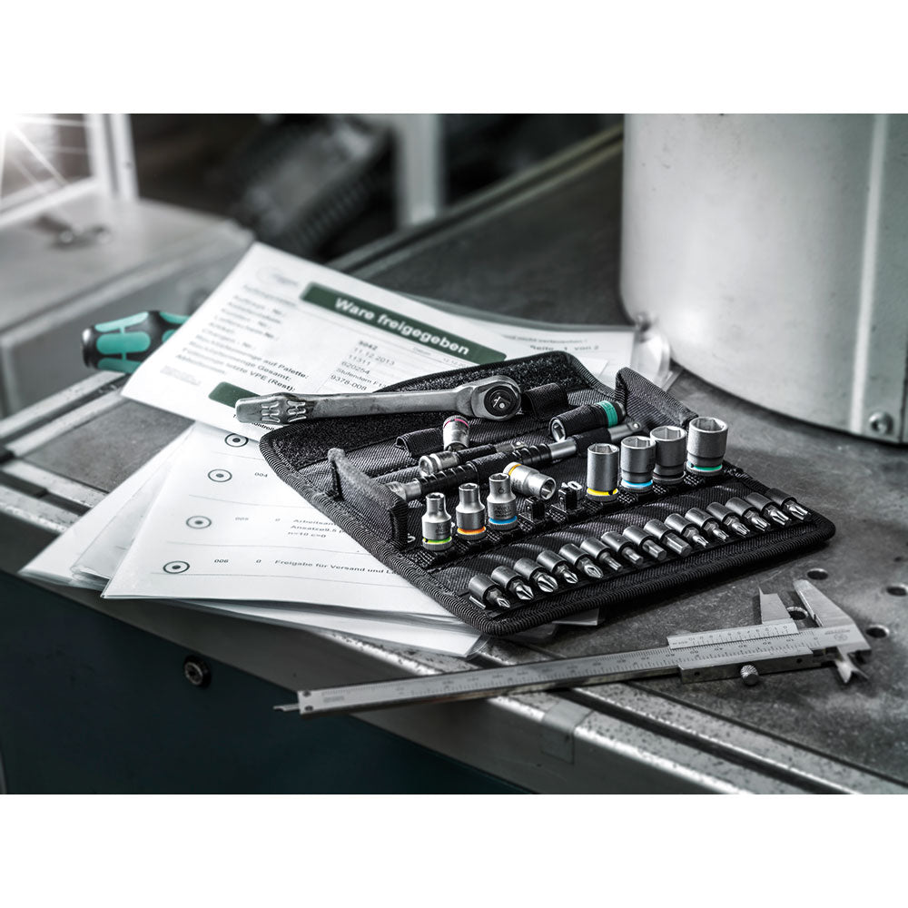 8100 SA 7 Zyklop Metal Ratchet Set With Push-Through Square