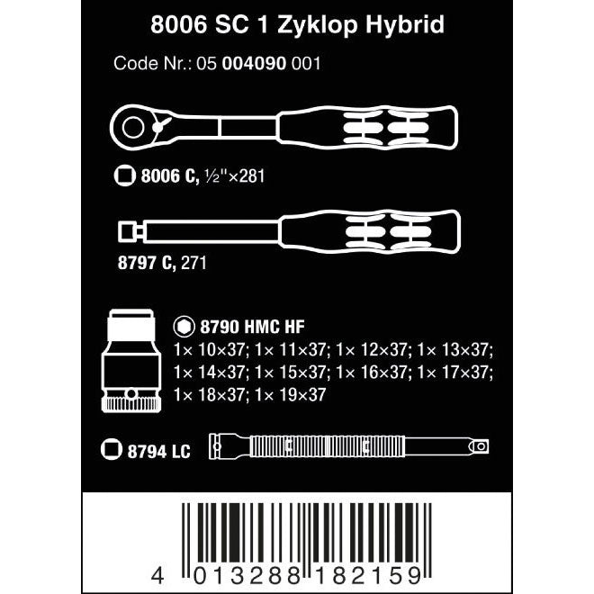 8006 SC 1 Zyklop Hybrid Ratchet Set 1/2 Drive