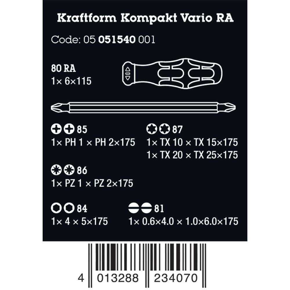 Kraftform Kompakt Vario Ra Screwdriver Set, 7 Pieces
