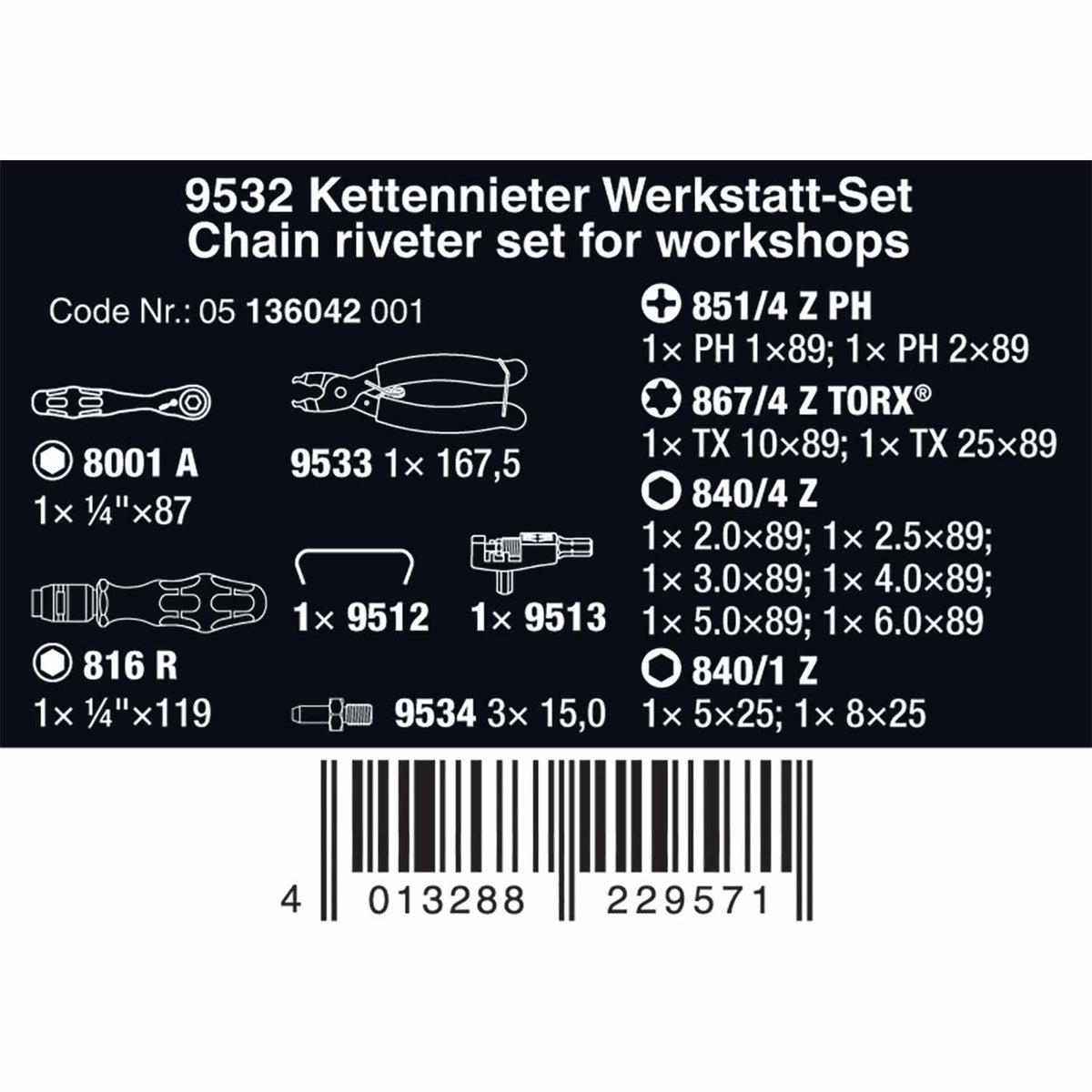 9532 Bicycle Chain-Tool Workshop Set 20pc