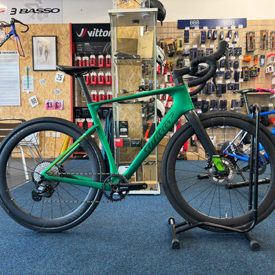 Wilier Rave SLR gravel bike in Pixel Green with Shimano GRX 12-speed and Miche Graff Carbon 48mm wheels